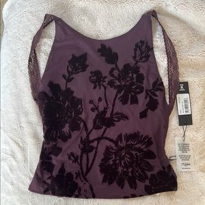 Purple backless mesh and floral tank by Jaded London